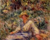 皮埃尔 奥古斯特 雷诺阿 : Woman in Blue in a Landscape